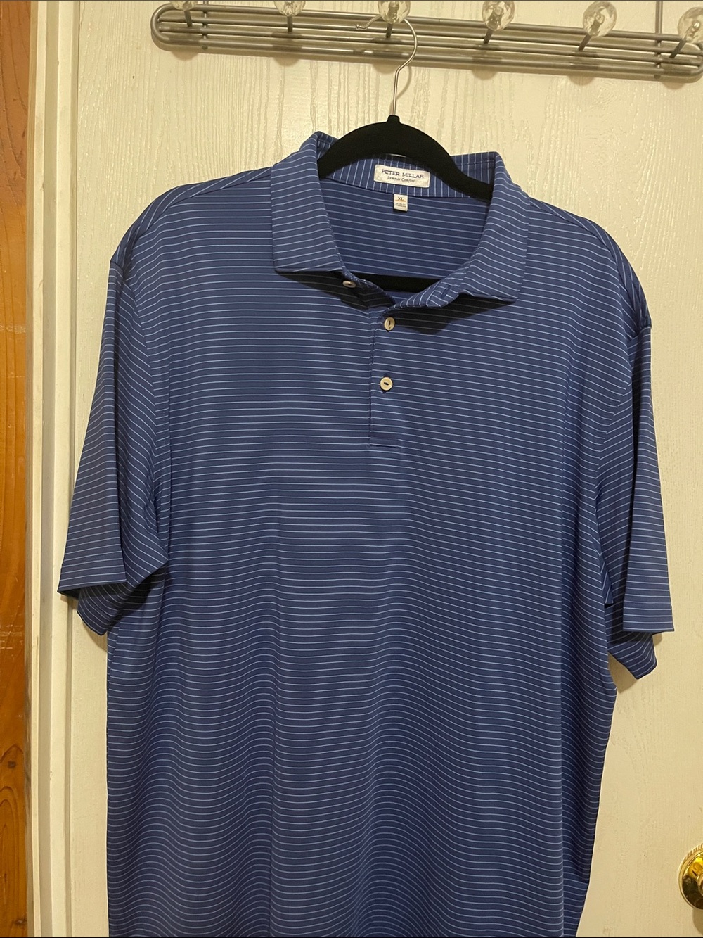 Peter Millar Navy Blue Thin-Striped Polo XL
